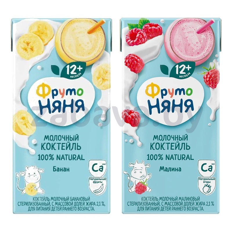 Коктейль молочный «ФрутоНяня», малина/банан, 2,1%, 200 мл
