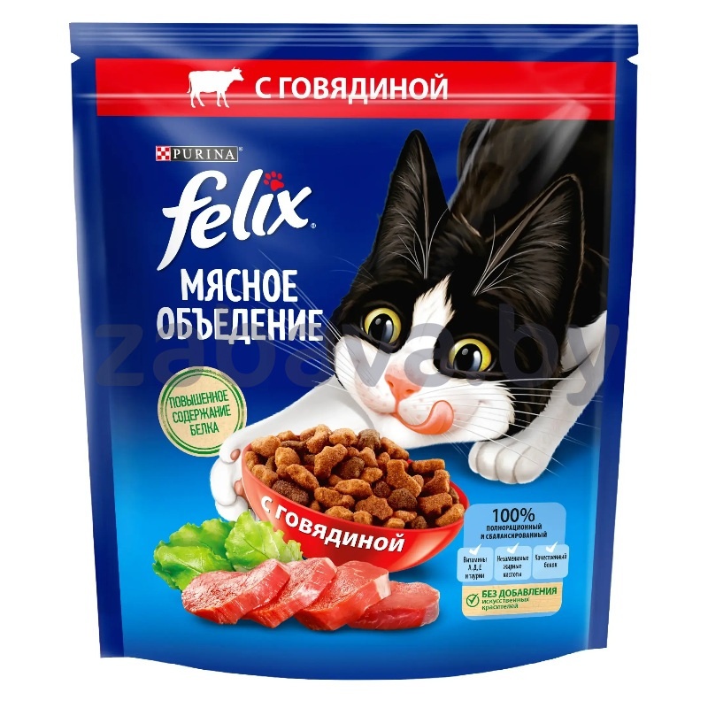 Корм сухой Felix «Мясное объедение», говядина или курица, 600 г