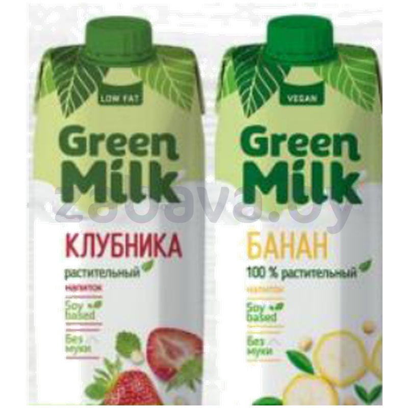 Напиток Green Milk раст., клубника/банан, 1 л