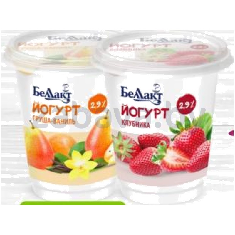 Йогурт «Беллакт» жирн. 2,9%, клубника или груша, ваниль, 380 г