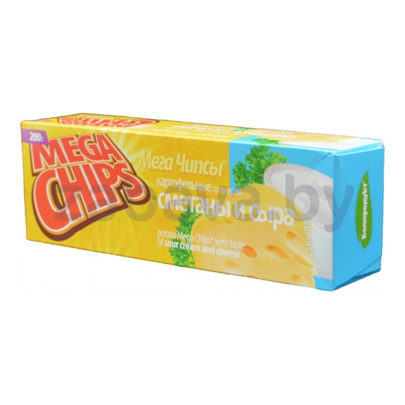 Чипсы картофельные Mega Chips, сметана и лук или сметана и сыр, 200 г
