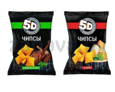 Чипсы пшеничные 5D, «Стейк на углях» или «4 сыра», 90 г