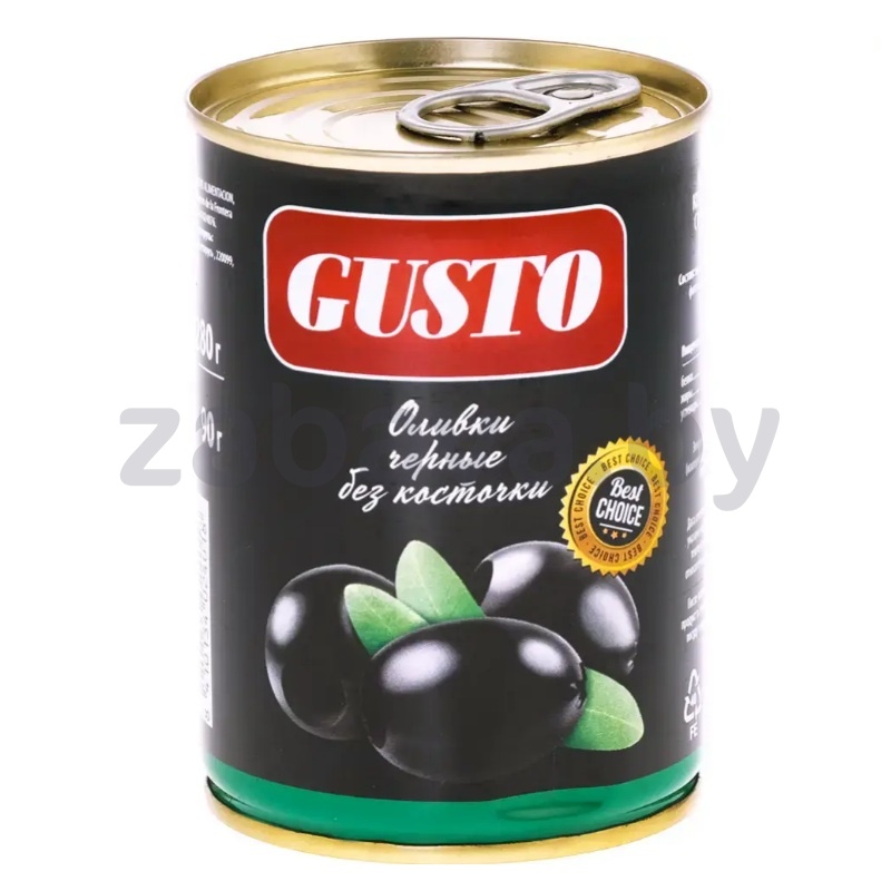 Оливки черные б/к Gusto, без косточки, 280 г