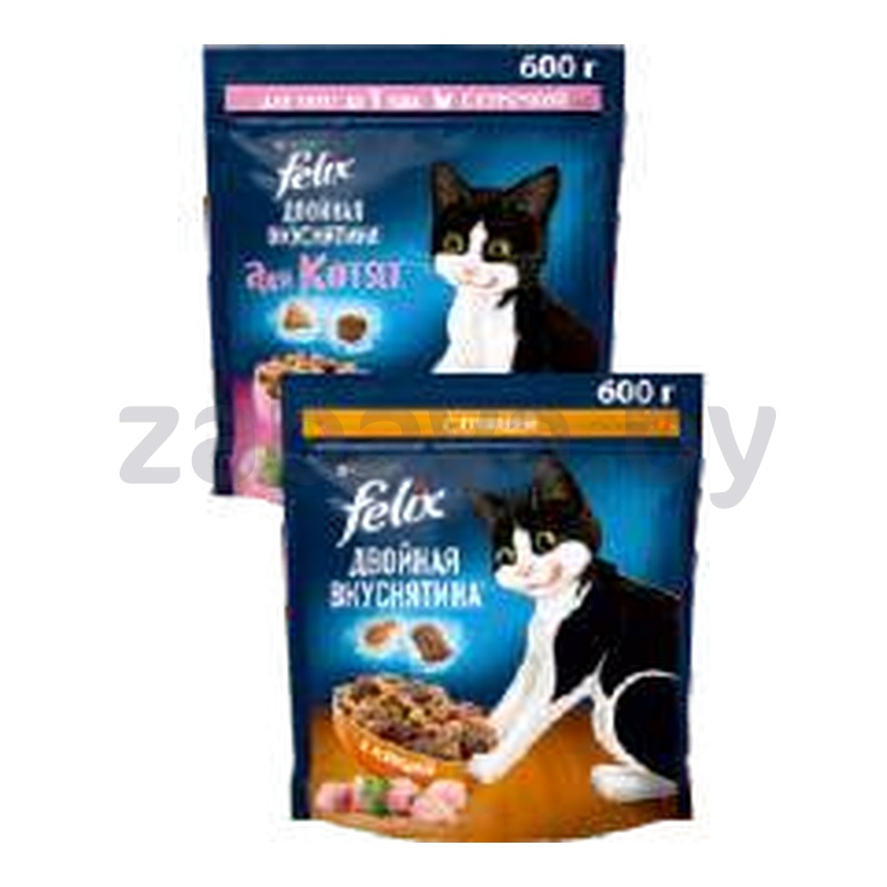 Корм Felix для котят с курицей или для кошек с говядиной/птицей, 600 г