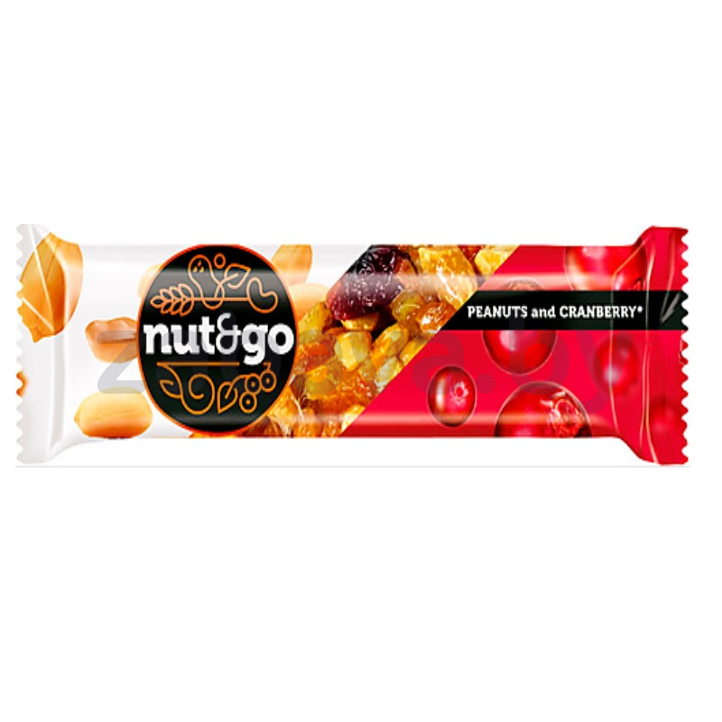 Батончик Nut&Go, арахис и клюква, 42 г