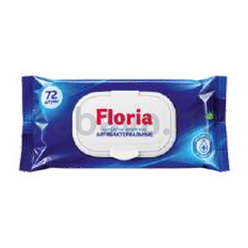 Антибактериальные влажные салфетки Floria, 72 шт.