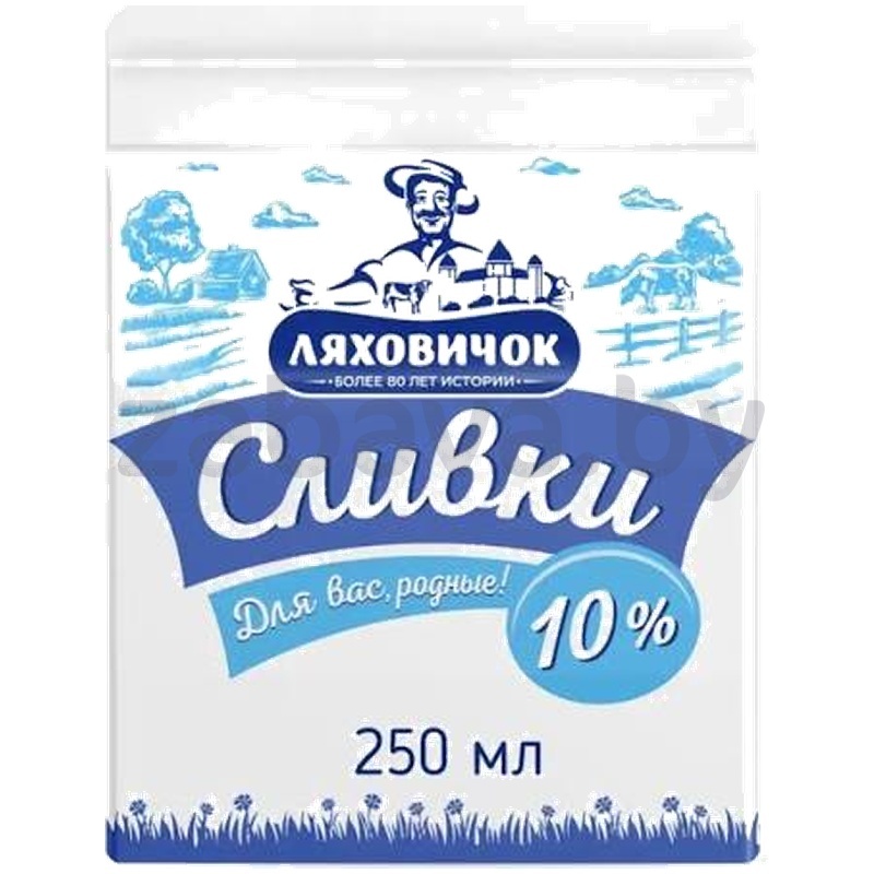 Сливки питьевые «Ляховичок», 10%, 250 г