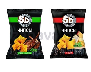 Чипсы пшеничные 5D, «Стейк на углях» или «4 сыра», 90 г