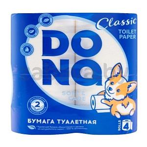 Бумага туалетная Dona Classic, 2 слоя, 4 рулона