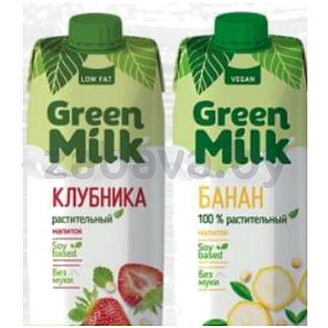 Напиток Green Milk раст., клубника/банан, 1 л