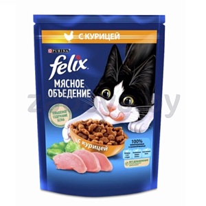 Корм сухой Felix д/кошек, «Мясное объедение», курица, 200 г