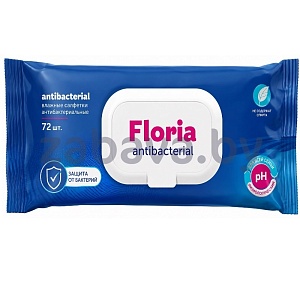 Салфетки влажные Floria, антибактериальные, 72 шт.